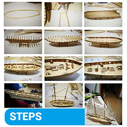 MSLing Modelos de Barcos de Madera,Kit de Barco de Madera de Bricolaje,Modelos de Barco de Madera DIY maqueta de Vela de Madera clásicos Modelo a Escala,para 6 bronze cannons