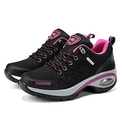 Mujer Adelgazar Zapatos Sneakers para Caminar Zapatillas Aptitud Cuña Plataforma Zapatos（38,7 Negro