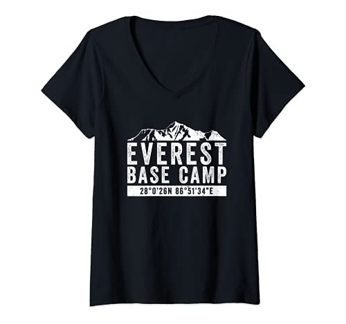 Mujer El campamento base del Everest coordina los escaladores del Camiseta Cuello V
