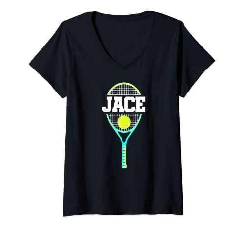 Mujer Jace Name - Pelota y raqueta para niños Camiseta Cuello V