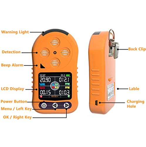 Multi Gas Detector O2, CO, H2S, LEL Tester Monitor portátil de gas con pantalla LCD Pantalla Sonido Luz Alarmas Sensor de gas Analizador