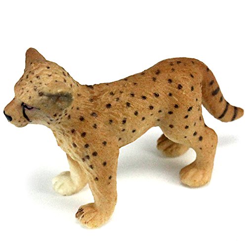 Musykrafties Figura de juguete de juguete de cachorro de guepardo africano, figura de plástico realista, altura de 1.6 pulgadas