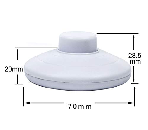 MZMing [1 Pack Interruptor de Prensa de pie en línea para lámpara estándar para 2 o 3 Core Flex In White para lámpara de Piso y Mesa - Interruptor de 70 mm de diámetro