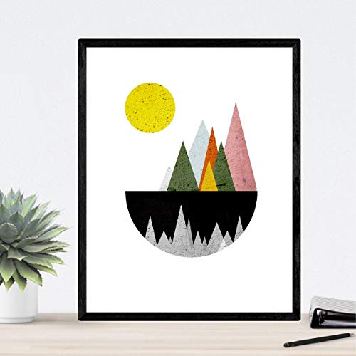 Nacnic Set de 2 láminas para enmarcar Estilo geometrico. Posters con imágenes de montañas. tamaño A4. Decoración de hogar