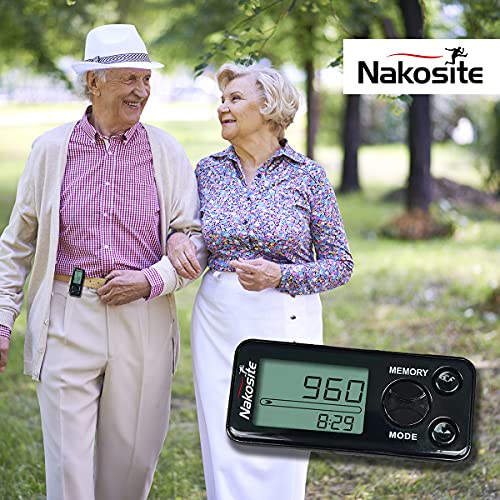 Nakosite PEDI2433-NVB – Mejor Podometro 3D Cuenta Pasos para Mujer Hombre o niño, Contador de Pasos y calorias, Distancia, Clip, Correa. Sin Bluetooth