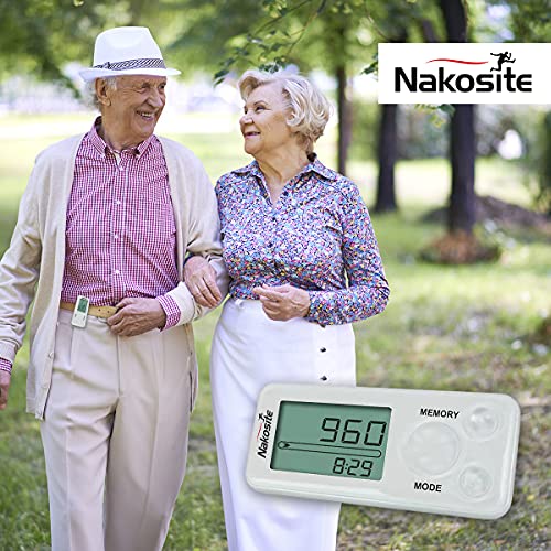 Nakosite PEDI2433-NVW – Mejor Podometro 3D Cuenta Pasos para Mujer Hombre o niño, Contador de Pasos y calorias, Distancia, Clip, Correa. Sin Bluetooth