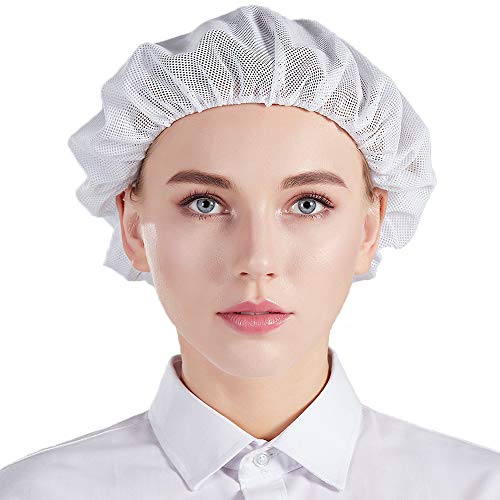 Nanxson 5pcs Unisex Mob Caps Malla Taller industrial Trabajo de protección Sombreros de cocina elásticos Red para el cabello CF9023 (Blanco (paquete de 5), L)