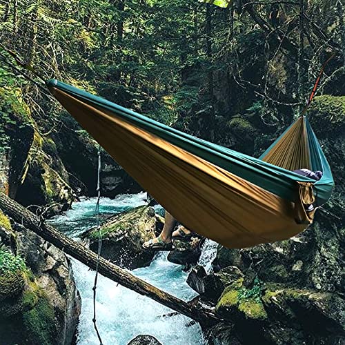 NatureFun Hamaca ultraligera para camping| 300kg de capacidad de carga, (300 x 200 cm) Estilo paracaídas de Nylon, transpirable y de secado rápido. 2 mosquetones premium, 2 eslingas de nylon incluidas