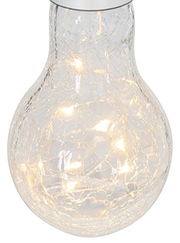 Näve Leuchten 5178303 - Juego de lámparas solares (cristal, 9 x 9 x 17 cm, 3 unidades), diseño de bombilla, color gris
