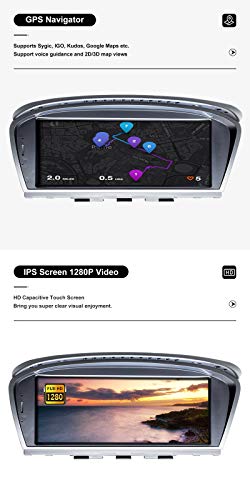 Navegador GPS para Coche Android 10 Auto Stereo para BMW 3 Series 5 Series E90 E60 2009-2012 Sistema CIC Quad Core 2GB RAM 32GB ROM con Sistema iDrive Pantalla táctil retenida de 8.8" con Carplay