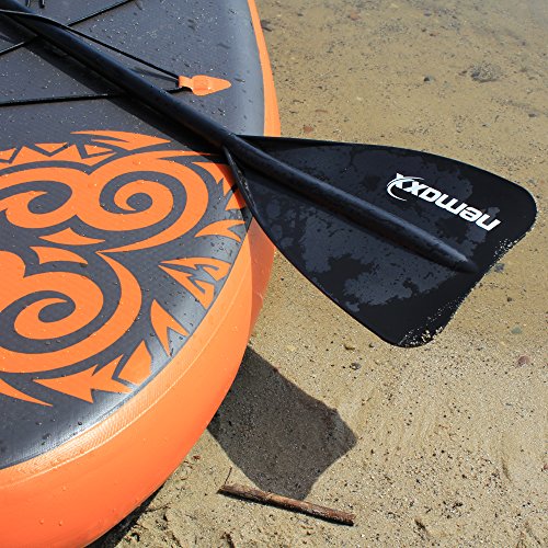 nemaxx PB300 Tabla de Paddle Surf Sup 300x76x15cm, Naranja/Antracita - Tabla de Paddle Board - Tabla de Surf - Hinchable con Mochila, remos, Aletas, Bomba de Aire, Kit de reparación