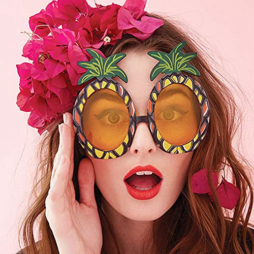 Nesloonp Gafas de Sol de Piña 4 Pares Gafas de Sol de Fiesta de Novedad Flamingo Conchas Daisy Flower Hawaianas Tropicales Partido Gafa Accesorios de Disfraz, para Niños Adultos Decorativas de Fiesta