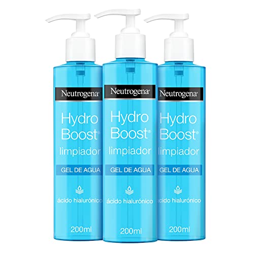 Neutrogena Hydro Boost Gel de Agua Limpiador Facial con Ácido Hialurónico, Pack de 3 Unidades x 200 ml