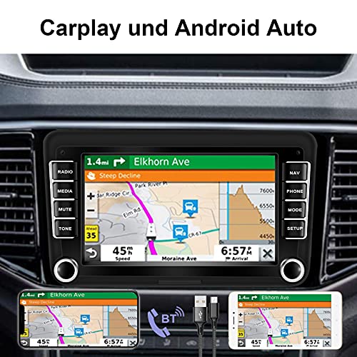 NHOPEEW Radio de Coche 2 DIN Android 10.0 con Carplay para VW Golf V Vi Passat B6 Polo Skoda 7 Pulgadas HD Pantalla Táctil GPS Estéreo con WiFi Bluetooth RDS Dab SWC + Cámara Trasera