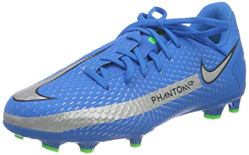 Nike Jr Phantom GT Academy FG/MG, Zapatillas de fútbol, Photo Blue Mtlc Silver Rage Green Black, 37.5 EU