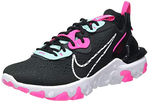 Nike NSW React Vision, Zapatillas para Correr Mujer, Multicolor Dk Smoke Grey White Pink Blast Tropical Twist Black, 40.5 EU