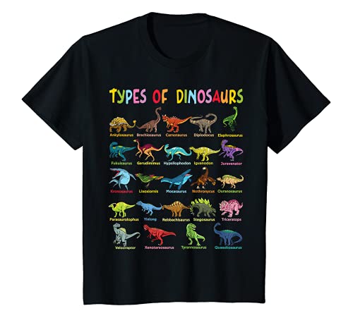 Niños Tipos lindos de dinosaurios Dino Identificación Paleontólogo Camiseta