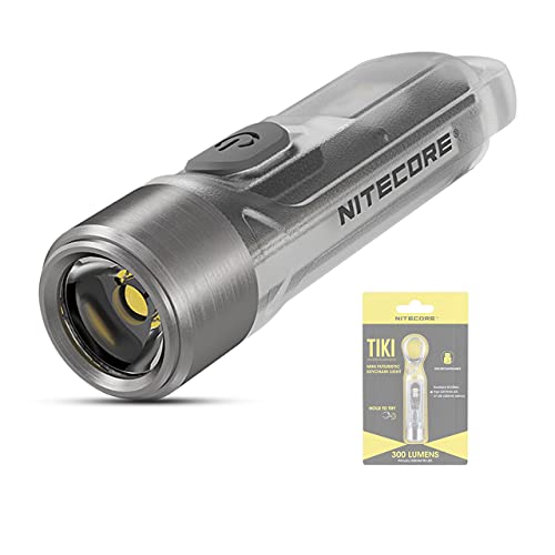NITECORE TIKI - Mini Llavero Linterna de Bolsillo - 300 Lúmenes LED y Luz Ultravioleta - Linterna Llavero Recargable USB - Pequeña y Ultraligera ([ CLARO ])