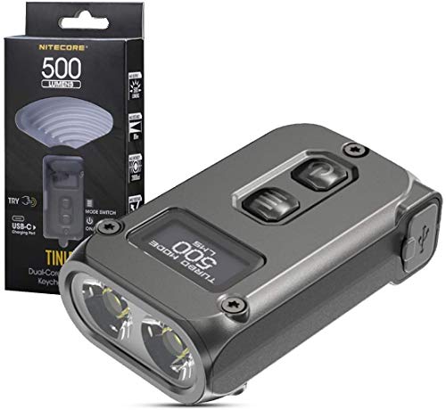 Nitecore TINI 2 Linterna Llavero - TINI2 v.2021 - LED Recargable USB C Ultra Brillante 500 Lúmenes con Pantalla OLED