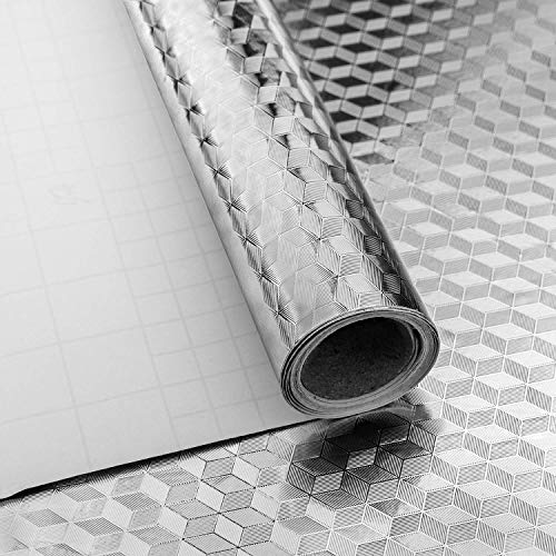 Niviy Autoadhesiva Aluminio Pegatinas de Papel Fondo Pantalla Pintado Pegatina Impermeable Prueba de Aceite Para Decorar Muebles Cocina(40 Cm X 2 M)