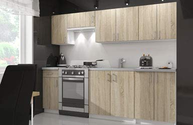 NOLA - Cocina Completa Lineal + Modular 240cm 7 pzs - Encimera INCLUIDA - Juego de Muebles de Cocina