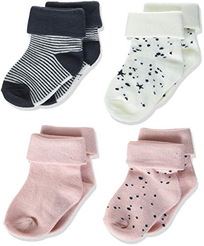 Noppies G Socks Eva Dot Peach Skin-Calcetines (4 Unidades), diseño de Rayas, Color Blanco, Assorti, 0-3 Meses para Bebés
