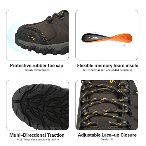 NORTIV 8 Zapatos de Senderismo Hombres Zapatillas Trekking Impermeables Botas Montaña Ligeros al Aire Libre 160448-LOW Negro Marrón Bronceado 42 EU/9 US