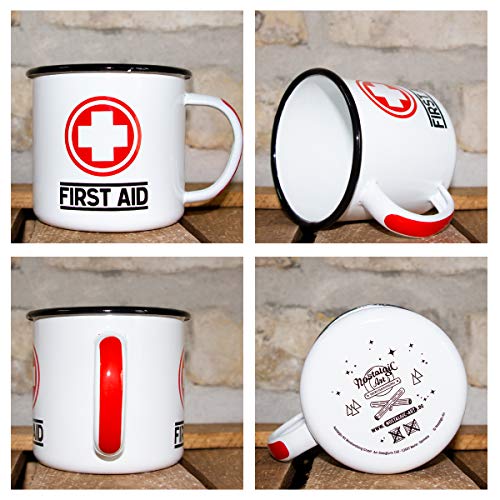 Nostalgic-Art Taza esmaltada retro, First Aid – Classic – Idea de regalo para fans de nostalgia, Copa para camping, diseño vintage con frase, 360 ml