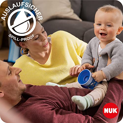 NUK Mini Magic Cup taza para sorber | Borde a prueba de derrames de 360° | +6 meses | Asas para facilitar la sujeción | Sin BPA | 160 ml | 2 unidades | Azul y turquesa