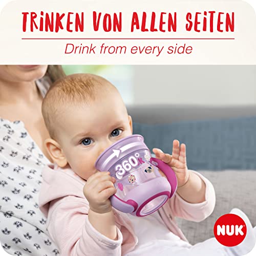 NUK Mini Magic Cup taza para sorber | Borde a prueba de derrames de 360° | +6 meses | Asas para facilitar la sujeción | Sin BPA | 160 ml | 2 unidades | Rojo y turquesa