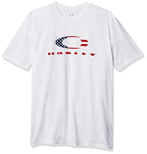 Oakley O Bark Camiseta, Blanco/Bandera Estadounidense, XL para Hombre