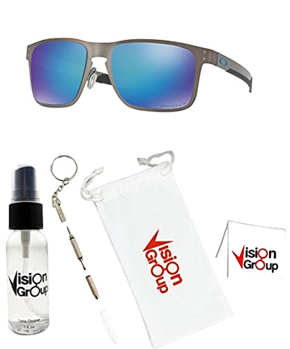 Oakley OO4123 Holbrook Metal Sunglasses+ Vision Group Accessories Bundle(Matte Gunmetal/Prizm Sapphr Iridium Polarized (412307)