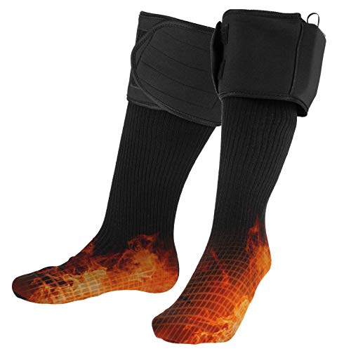 OhhGo - Calcetines calefactables para hombre y mujer, calentador de pies de invierno, funciona con pilas, calcetines eléctricos calefactados para esquí y camping