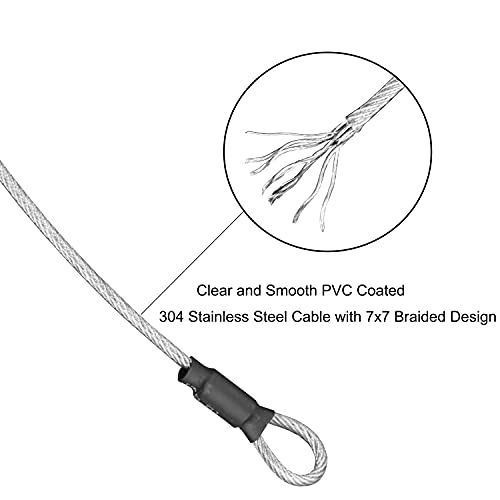 OMOTOOL Cable de seguridad (2 unidades) de 3 mm de acero inoxidable trenzado para equipaje