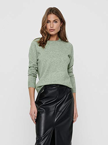 Only Onllesly Kings L/s Pullover Knt Noos suéter, Multicolor (Basilw Melange), X-Large para Mujer