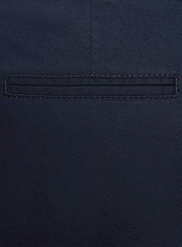 oodji Ultra Mujer Pantalones Chinos con Cinturón, Azul, DE 36 / EU 38 / S