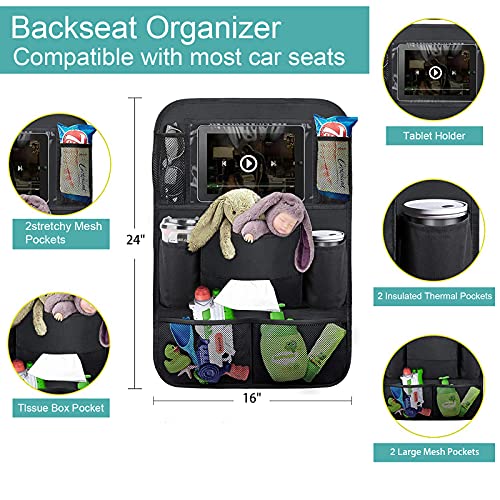 Organizador para asiento trasero de coche, organizador para asiento trasero de coche, con 8 bolsillos de almacenamiento, color negro
