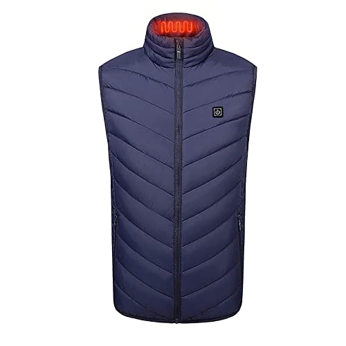 Orgrul 1B8F Chaleco calefactor para hombre y mujer, USB con 3 niveles de calor, chaqueta calefactable, para exteriores, motocicleta, camping, pesca, esquí, azul, XL