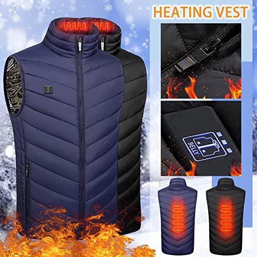 Orgrul 1B8F Chaleco calefactor para hombre y mujer, USB con 3 niveles de calor, chaqueta calefactable, para exteriores, motocicleta, camping, pesca, esquí, azul, XL