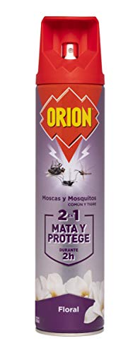 Orion - Insecticida en Aerosol 2en1 Mata y Protege contra Moscas y Mosquitos, Aroma Floral - 600 ml
