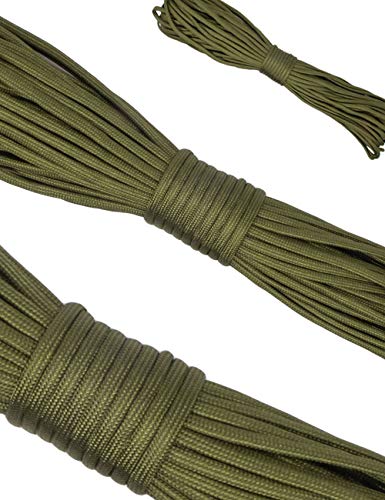 Outdoor saxx Paracord cuerda – 10 M – 33 ft – Type III 550 – Varios colores/nylon trenzada cuerda/Soporta hasta 249 kg/Tienda, Vientos cuerda, cuerda, verde oliva