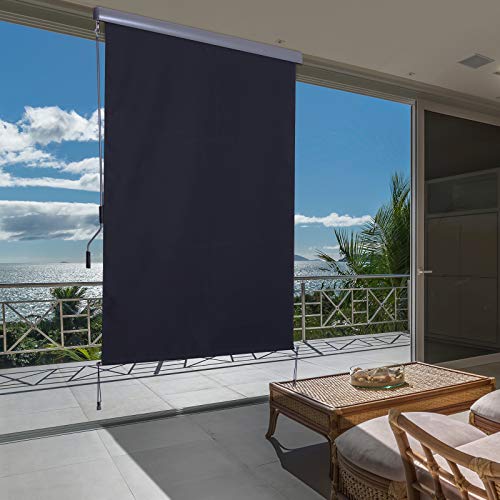 Outsunny Toldo Vertical Enrollable con Manivela Protección UV para Interior y Exterior Balcón Porche Terraza 140x250 cm Gris