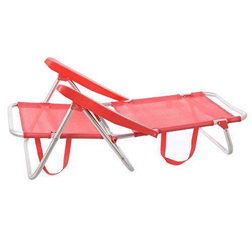 Pack de 2 sillas de Playa Convertibles en Cama de Aluminio y textileno (Coral)