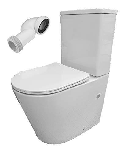 Pack WC de Inodoro compacto adosado a la pared con salida dual y sistema rimless Roma