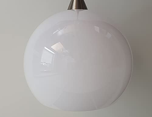 Pantalla de lámpara retro de plástico moderno en forma de bola, 35 y 28, color blanco ópalo – Globe forma de bola, lámpara de repuesto E27