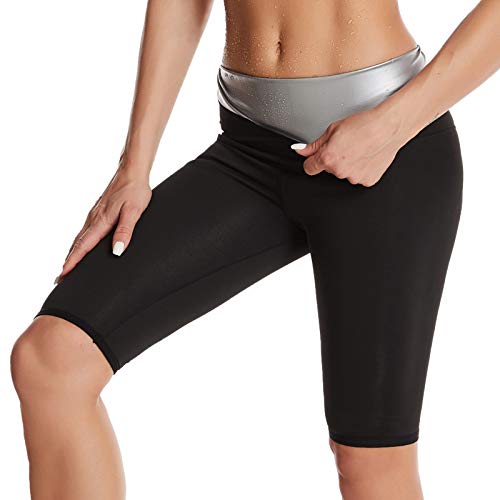 Pantalones para Sudoración Neopreno Mujer Pantalones Sauna Pantalón de Sudoración Leggins Termicos Cintura Alta para Deporte Jogging Yoga Gym (Cortos, XL)