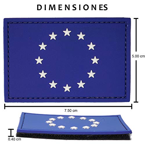 Parche Bandera Unión Europea para mochilas militares tácticas y parches para ropa, bandera UE - Parches militares con Bandera de Europa- 75 x 50 mm