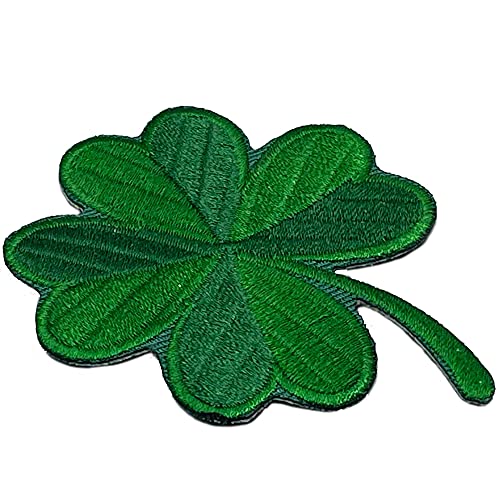 Parche Trébol Irlandes de la suerte de 4 hojas. 100% Parche Bordado para aplicar con Plancha. Con fuerte pegamento Temoadhesivo de las mejores marcas. 75 x 60 mm