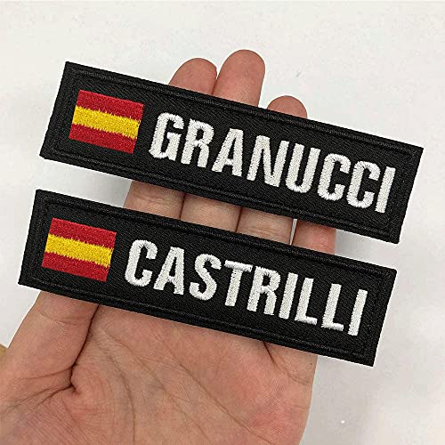 Parches personalizados con nombre militar, 2 piezas Parche táctico bordado personalizado de la bandera española con gancho y bucle, para mochilas Camisa de trabajo uniforme