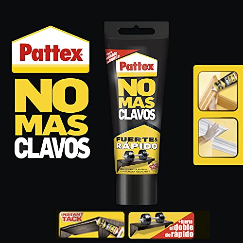 Pattex No Más Clavos Original - Adhesivo de Montaje Resistente, Pegamento Extrafuerte para Madera, Metal y más, Adhesivo Blanco Instantáneo, 1 Tubo x 250 g